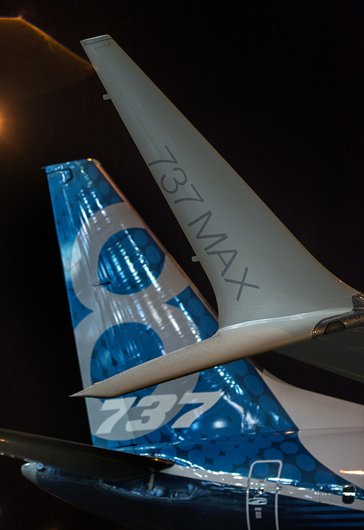 The 737 MAX features new split tip winglets. (Boeing)