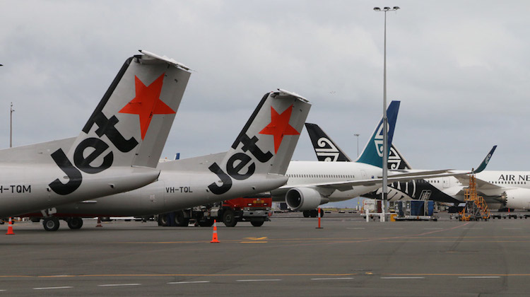 Jetstar Q300s at Auckland Airport. (Mike Millett)