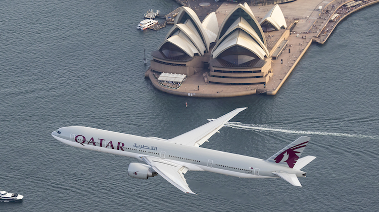 Qatar Airways' Boeing 777-300ER on its inaugural flight to Sydney in March 2016. (Seth Jaworski)