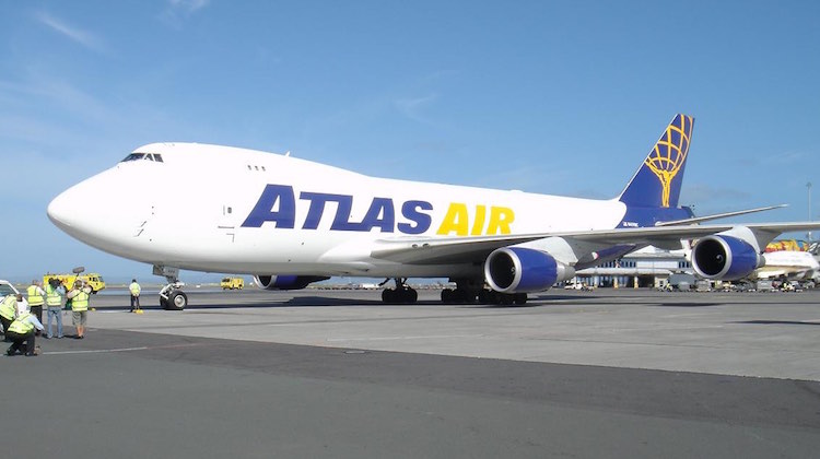 A file image of a Boeing 747-400F in Atlas Air livery.