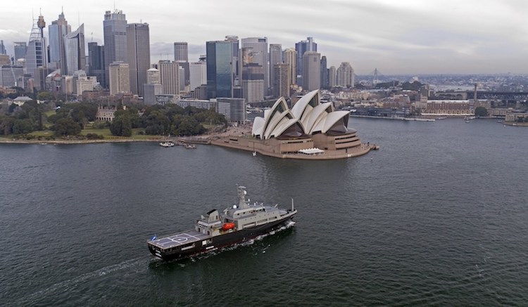 Multirole Aviation Training Vessel enters Sydney Harbour