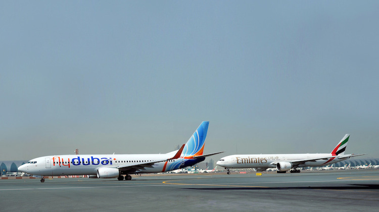 A file image of Emirates and flydubai aircraft at Dubai. (Emirates/flydubai)