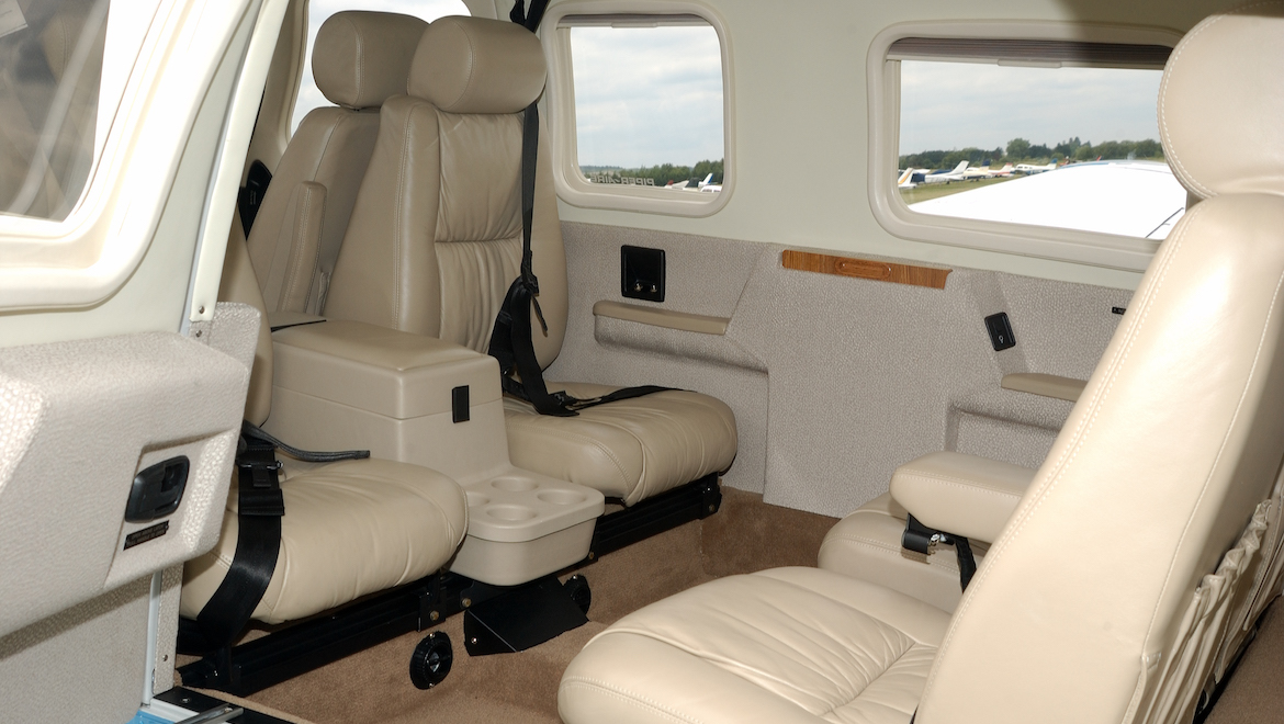 The Piper Cherokee 6XT cabin features club seats. (Keith Wilson)