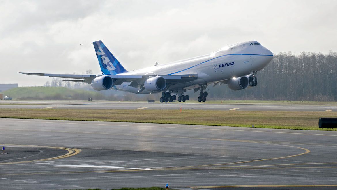 The latest chapter in the 747 story began with the first flight of the first 747-8, RC501, on February 4 2010. (Boeing)