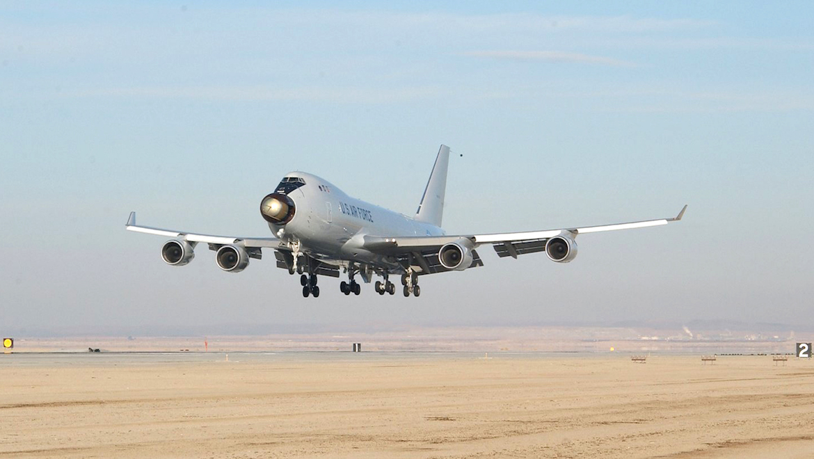 Rare beast: the YAL-1A airborne laser testbed , a modified 747-400F. It last saw service in 2014. (Australian Aviation archive)