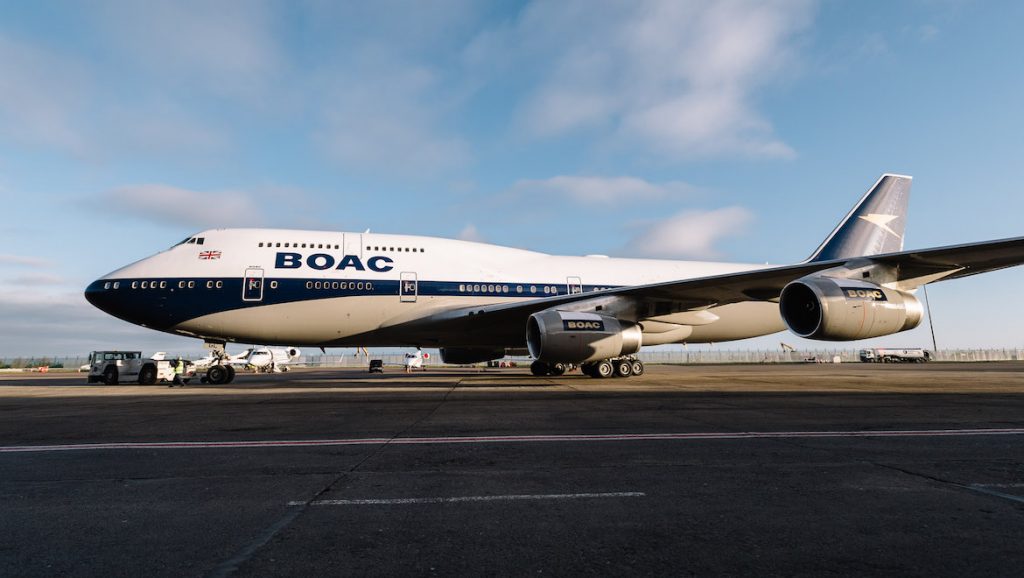 British Airways has painted one of its Boeing 747-400s in a BOAC livery to celebrate its centenary. (British Airways/Stuart Bailey)