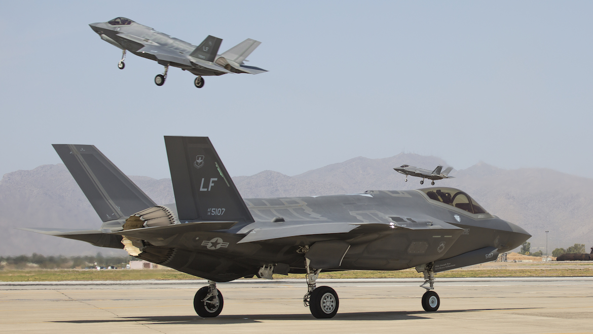 Royal Australian Air Force and United States Air Force F-35A aircraft take off at Luke Air Force Base. (Defence)
