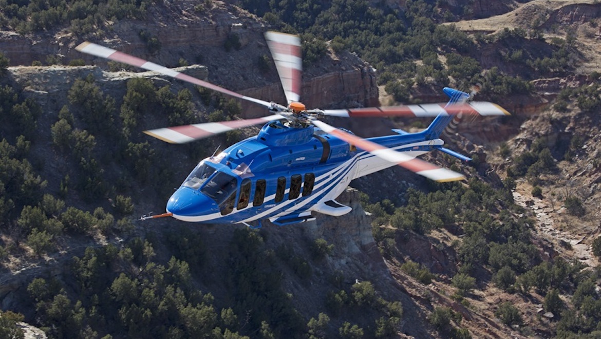 A file image of a Bell 525 Relentless helicopter in flight. (Bell)