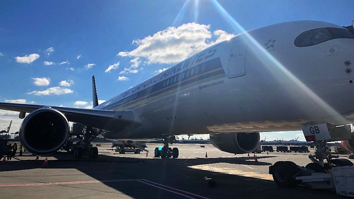 Singapore Airlines' Airbus A350-900ULR at Newark Liberty International Airport. (Newark Liberty International Airport/Twitter)
