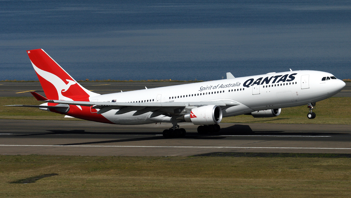 A Qantas Airbus A330-200 takes off from Sydney Airport. 