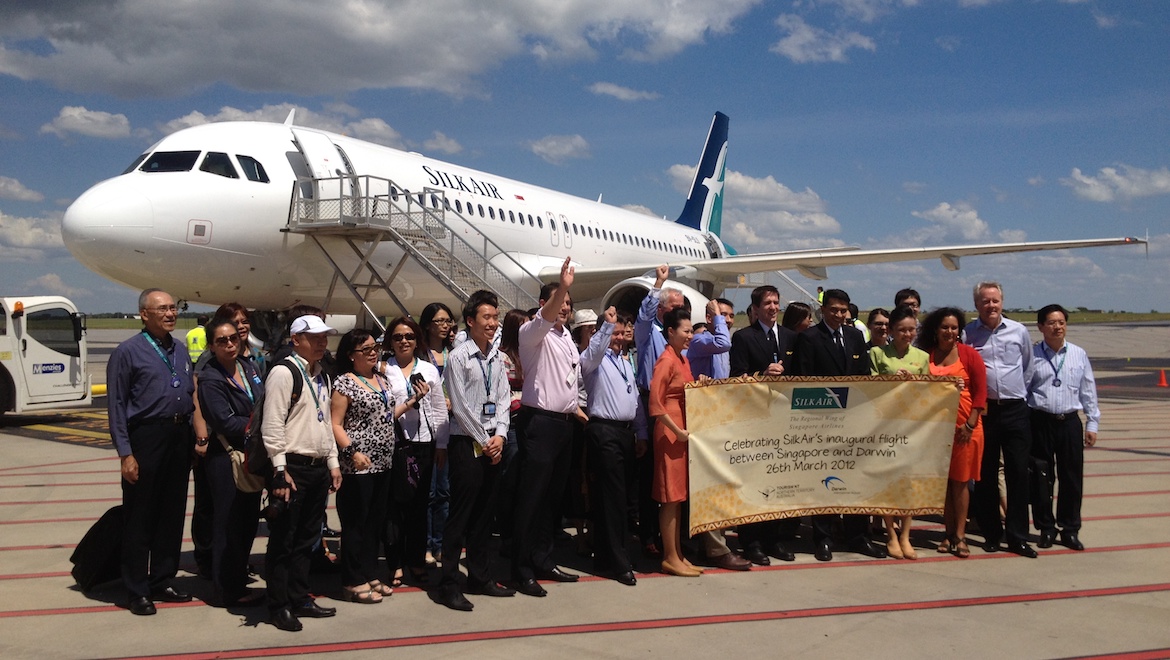 SilkAir celebrates the start of flights to Darwin in 2012.