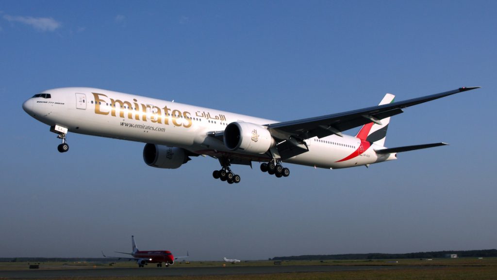 An Emirates Boeing 777-300ER at Brisbane Airport. (Rob Finlayson)