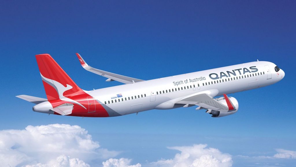 An artist's impression of an Airbus A321XLR in Qantas livery. (Airbus)