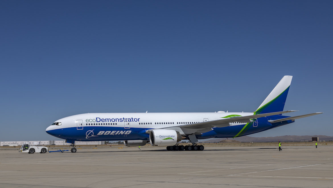 A supplied image of the Boeing 777-200, Eco Demonstrator. (Boeing)