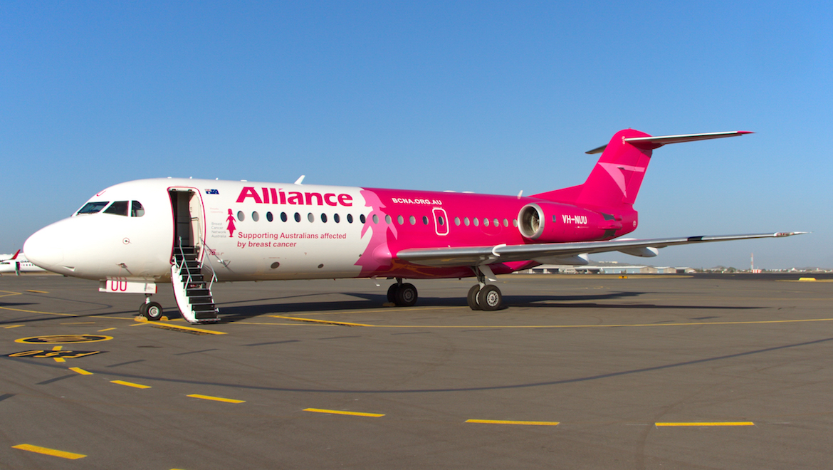 Alliance Aviation Services “Pink Lady” Fokker 70 arrives in Australia