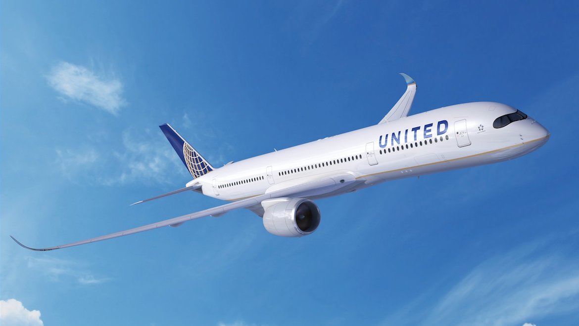 An artist's impression of an Airbus A350-900 in United livery. (Airbus)