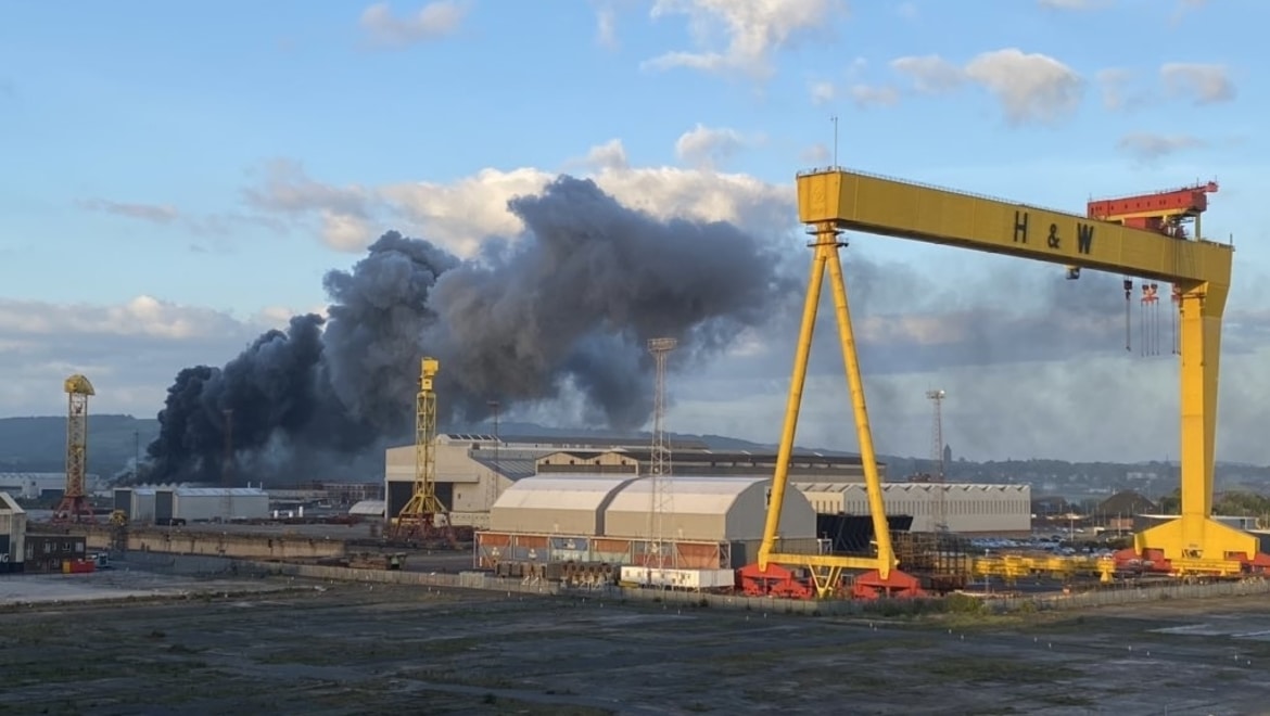 Breaking: Huge blaze breaks out at Belfast Bombardier factory