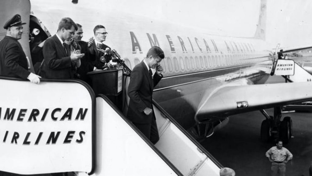 Sen. John F. Kennedy at Logan Airport