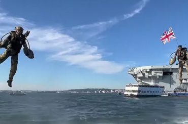 Royal Navy demonstrates jet pack boarding technology