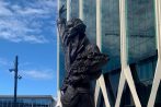 Auckland Airport unveils revamped international terminal plaza with returning Jean Batten statue